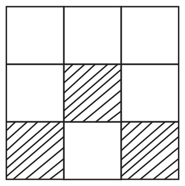 A square divided into 9 equal parts. 3 parts are shaded.
