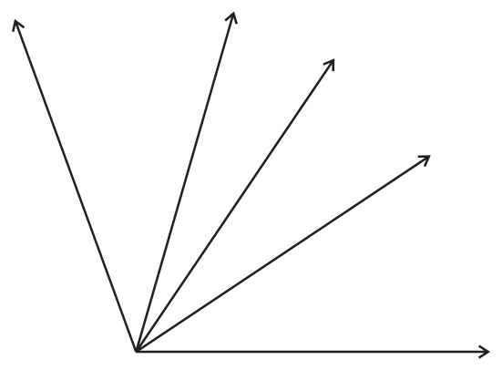Five rays start from one point.
